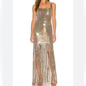 Bronx and Banco Cherie Sequin Fringe Hem Maxi Dress